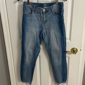 Loft modern skinny ankle size 6 denim jeans light wash with darker outer wash